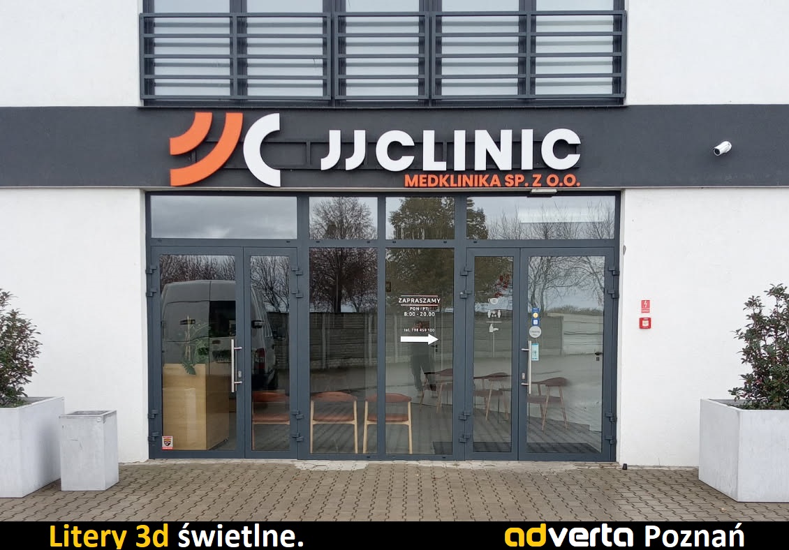 Litery 3d świetlne dla poznańskiej kliniki JJ.