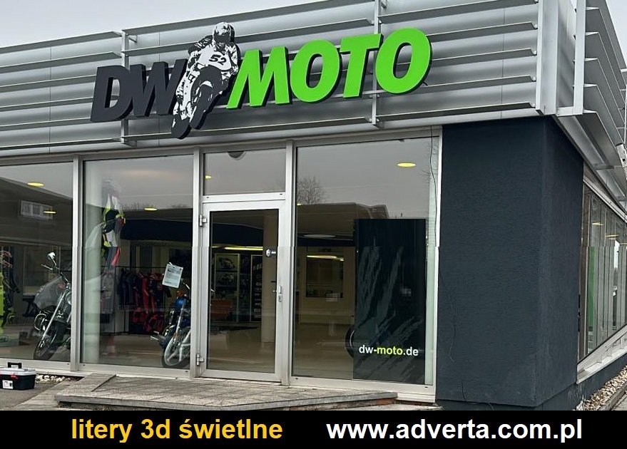 Litery 3d poznań, przestrzenne, podświetlane - salon motorowy w Niemczech.