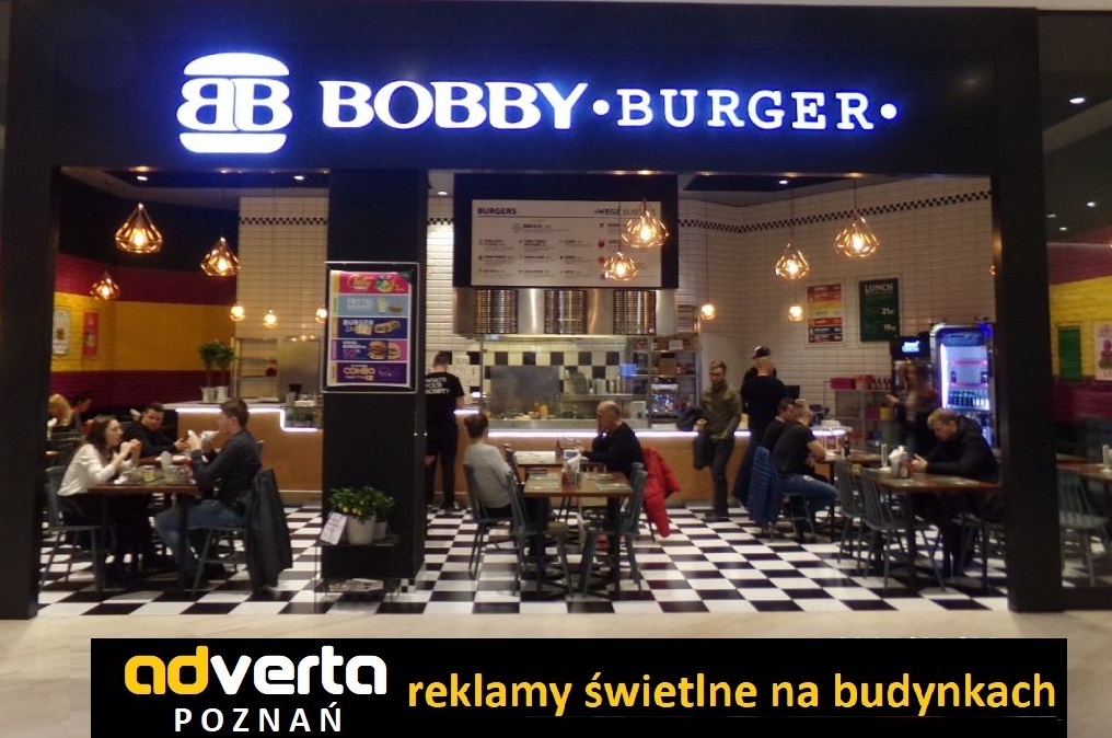 Litery 3d bobby burger Poznań Posnania Galeria handlowa.