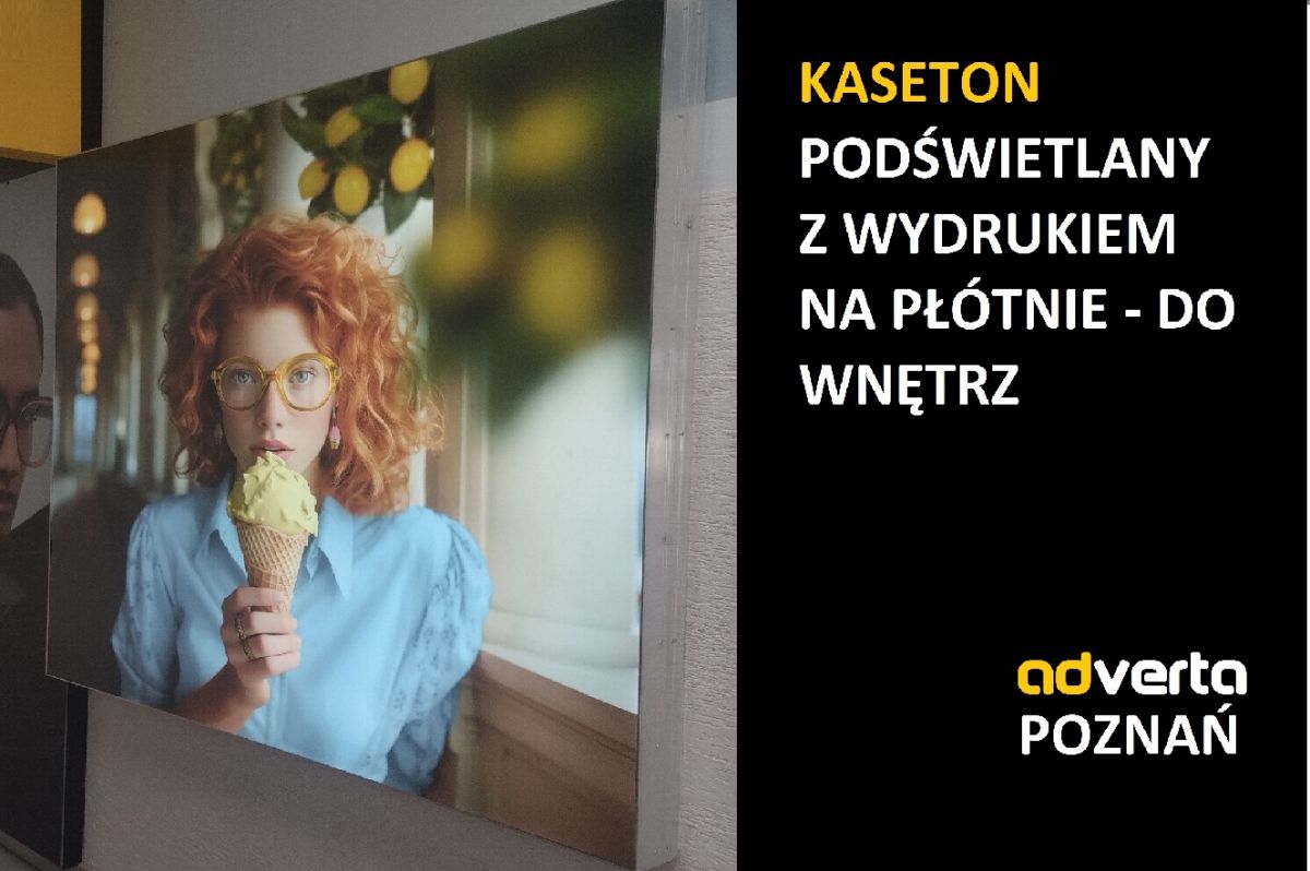 Kaseton reklamowy do wnętrz - na tkaninie, Poznań Adverta.
