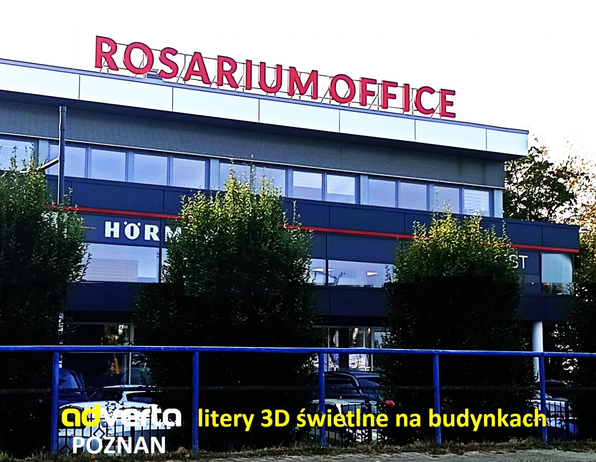 Rosarium litery świetlne przestrzenne 3D - w wielkim formacie.