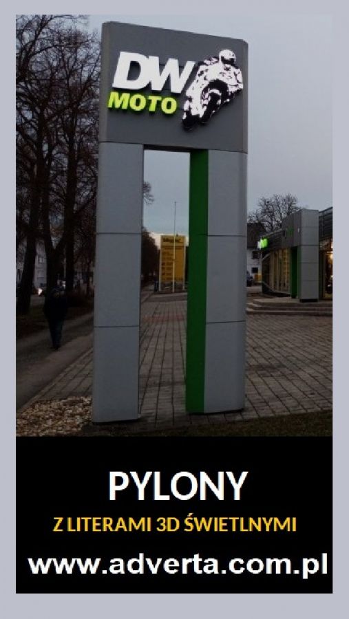 PYLON Z LITERAMI 3D ŚWIETLNYMI - EFEKTOWNE ROZWIĄZANIE - ALE PRZY WIEKSZYCH PYLONACH Poznań.