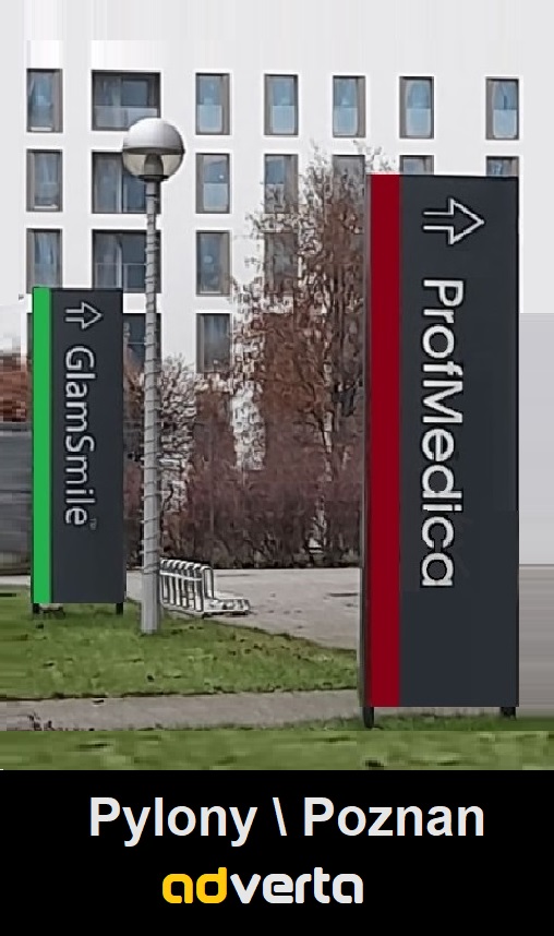 Pylony reklamowe Poznań - przychodnie lekarskie na Cytadeli w Poznaniu.