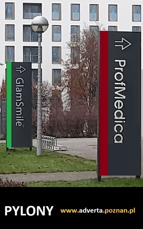Pylony reklamowe Poznań - przychodnie lekarskie na Cytadeli w Poznaniu.