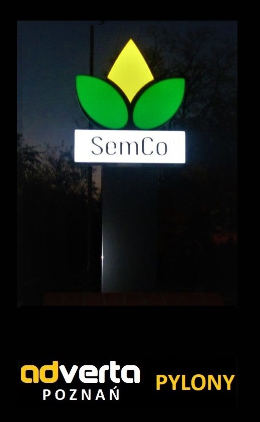 Pylon reklamowy o nietypowych gabarytach SEMCO.