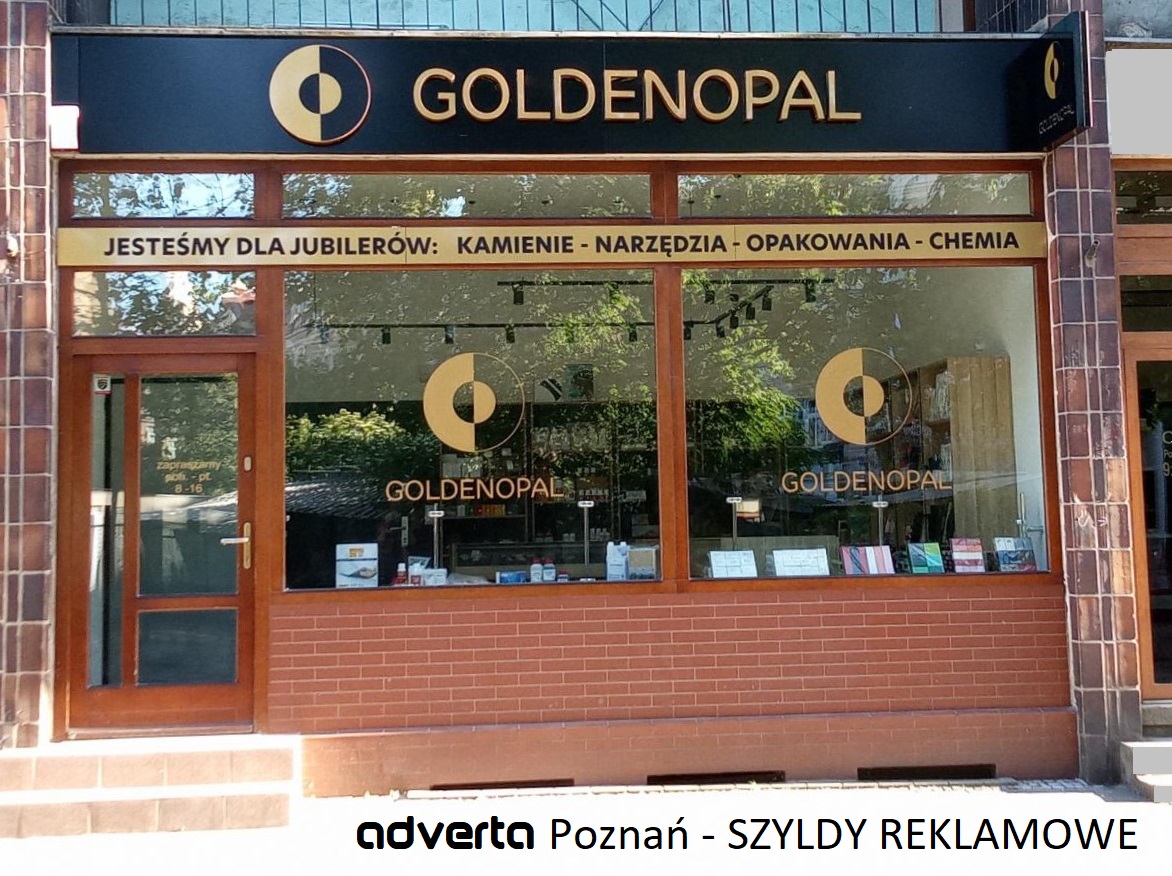 GOILDENOPAL - szyld dla poznańskiej firmy jubilerskiej.