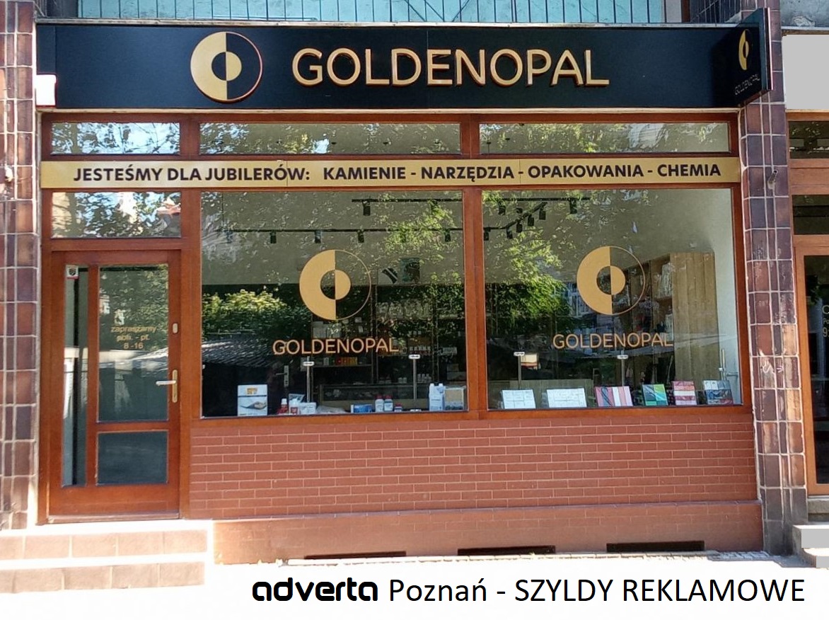 GOLDENOPAL - szyld dla poznańskiej firmy jubilerskiej.