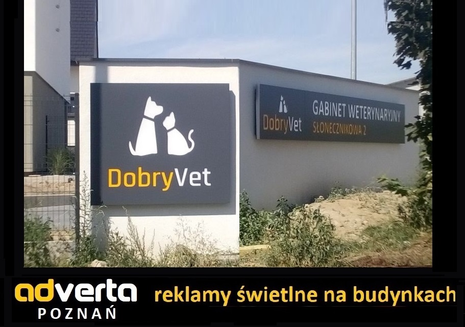 Szyldy i kasetony reklamowe Poznań dla weterynarza Dobry-vet.